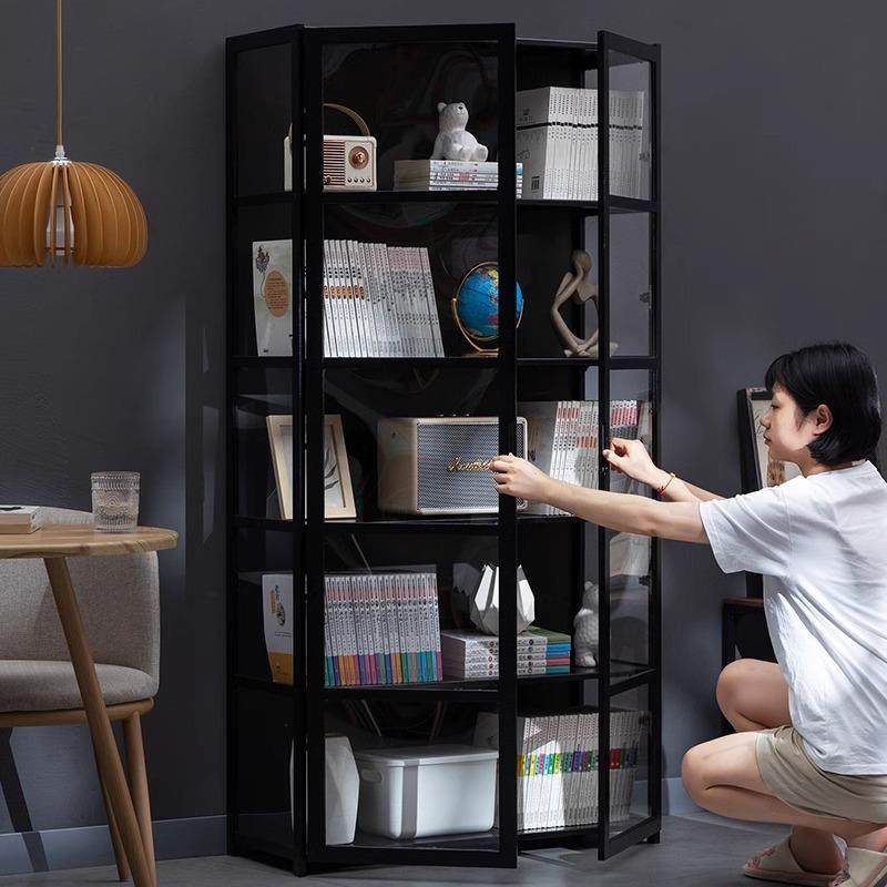落地书柜置物架带柜门储物柜一体展示柜多层客厅柜子简易书架防尘,电子元器件市场,其它元器件,淘宝优惠券,粉丝福利购,淘宝优惠卷