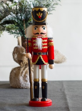 欧式30cm胡桃夹子木偶士v兵创意家居酒吧咖啡厅迎宾招财装饰摆件