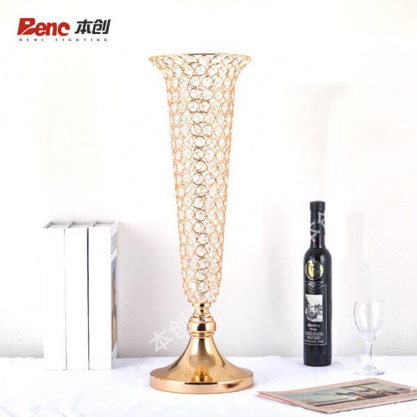 酒店婚庆桌摆水晶路引喇叭花器欧式花瓶家居客厅餐桌插花装饰摆件