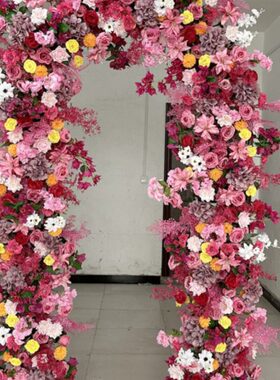 森系满花拱门园艺商场装饰迎宾区定制绿植花墙室内外场景绿色仿真