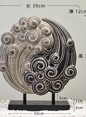 新中式摆件禅意i祥云柱软装入户门口创意艺术落地古典家具茶室装