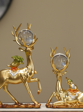 新中式葫芦白菜鹿摆件家居电视酒柜招财装饰O品送闺蜜好友乔迁礼