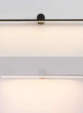 新款长方管镜前灯黑白色一字壁画灯简约北欧看书写字壁画床头灯