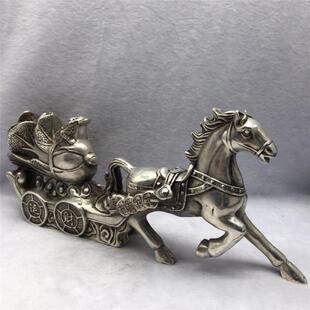 白铜马拉白菜摆件财源滚滚生肖马车运财黄金万两马上发财