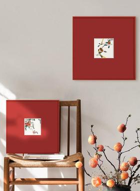 事事大吉花鸟画现代法式中国风客厅装饰画新中式餐厅卧室红色挂画