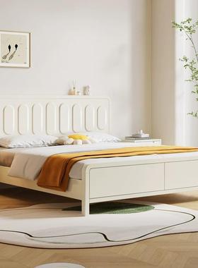 北欧白色全实木床现代简约奶油风格1.8米双人床1.5主卧公主储物床