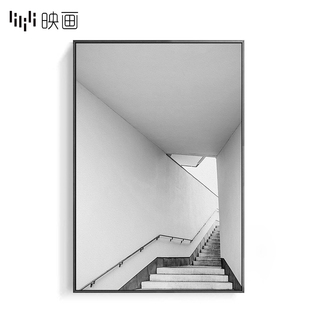 入户玄关装饰画上楼梯口装饰壁画现代简约墙面画走道样板房挂画竖