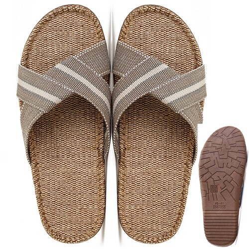 加大码拖鞋男45 46 47码硕牌亚麻居家特大号夏季大脚 加肥麻拖鞋