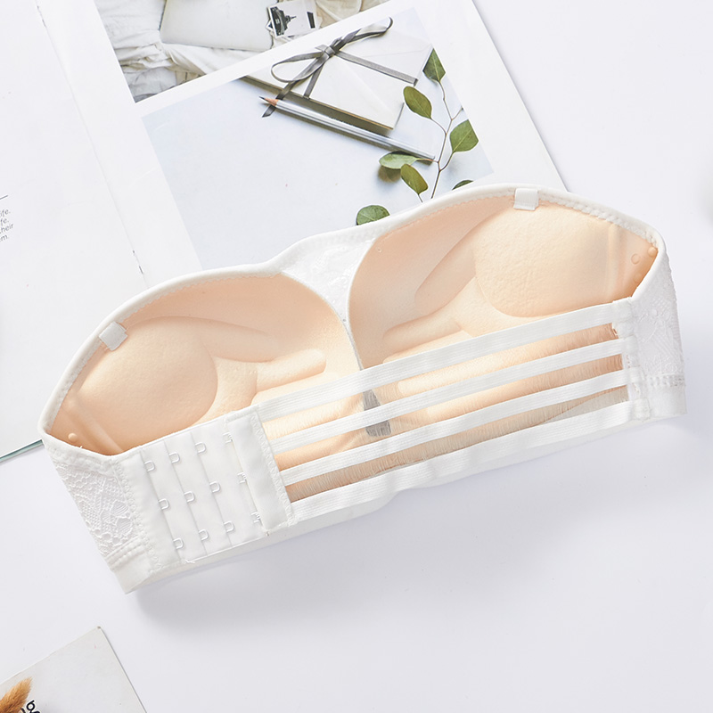 夏季无肩带内衣套装女聚拢一字领防滑上托抹胸裹胸式无钢圈文胸罩