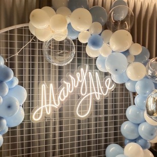 室内后备箱布置marryme求婚字母灯婚礼发J光led霓虹灯灯牌字体惊