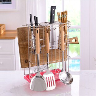 加高款不锈钢刀架厨房用品壁挂筷子收纳H架砧板架菜刀架台式置物