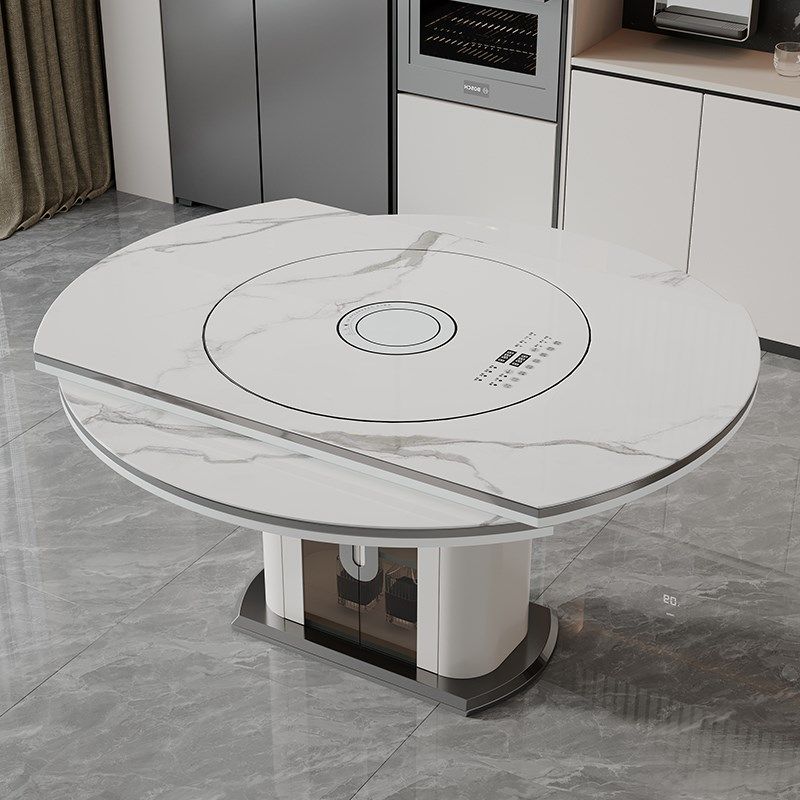 岩板圆形餐桌椅组合2024新款多功能可伸缩餐桌家用电磁炉暖菜转盘,住宅家具,岩板餐桌,淘宝优惠券,粉丝福利购,淘宝优惠卷