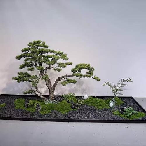 精品仿真迎客松假树罗汉松新中式室内造景绿植景观橱窗楼梯下装饰