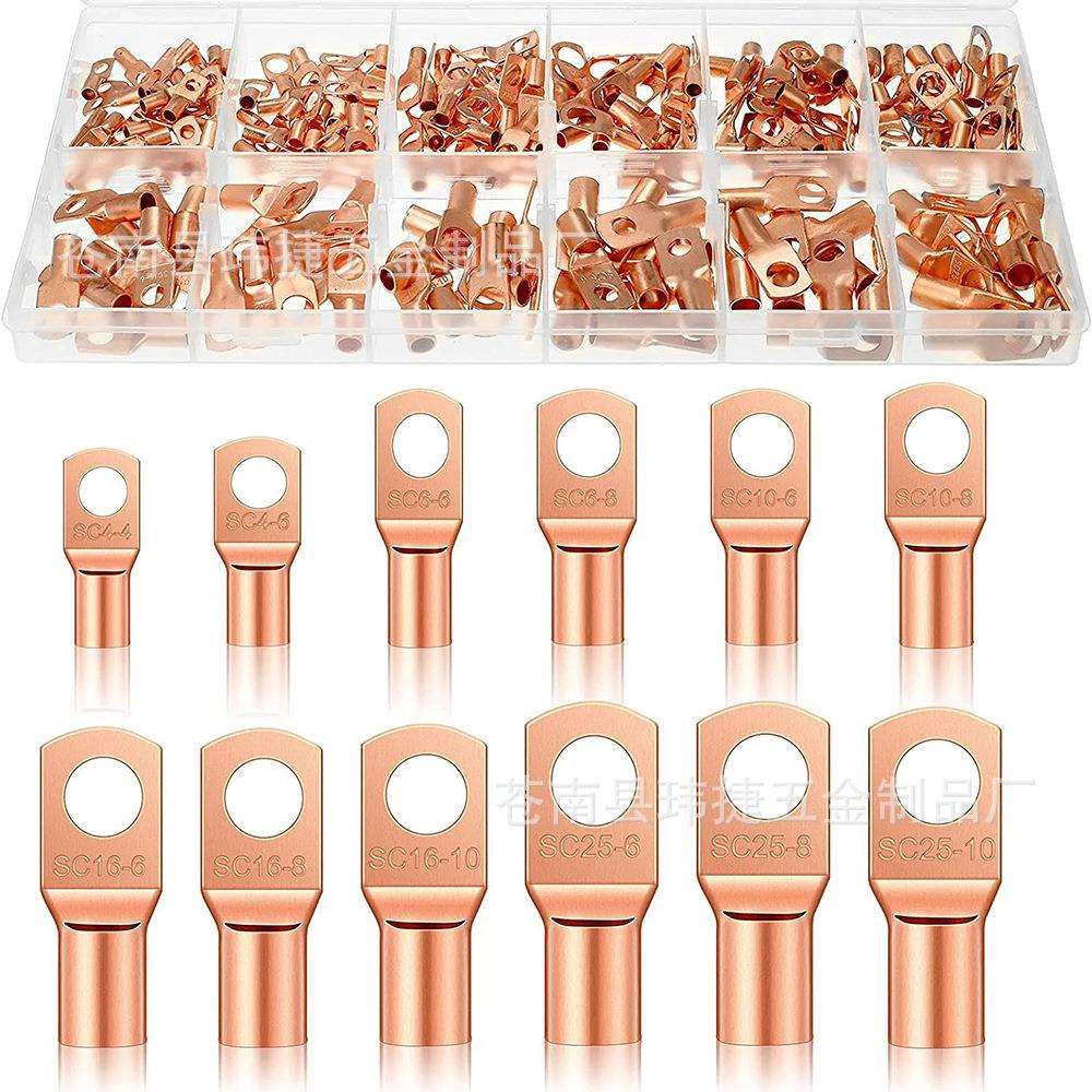 跨境 200pcs盒装铜鼻子SC窥口端子 铜线耳电线接线端子线鼻子套装