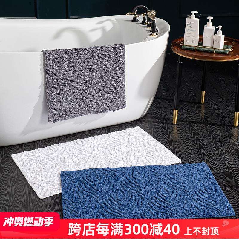 印度进口地巾酒店纯棉浴室吸水地垫家用卫生间踩脚毛巾防滑脚垫子