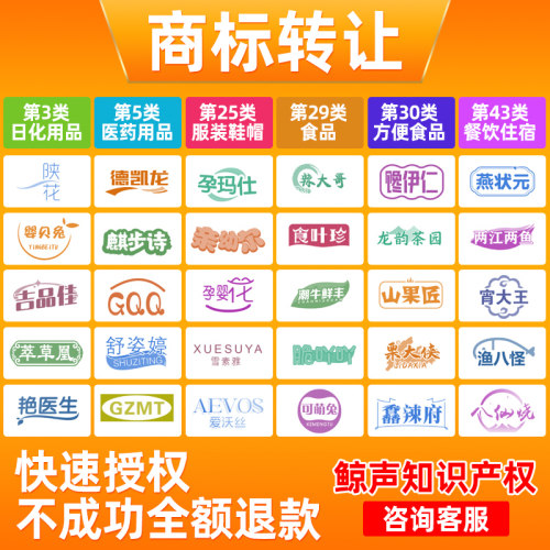 商标转让出售代理过户购买45全品类特价R标注册一手买卖服装食品