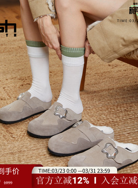 ASH YOUTH「泰迪」女鞋真皮厚底加毛勃肯鞋厚底半包鞋软木拖女鞋