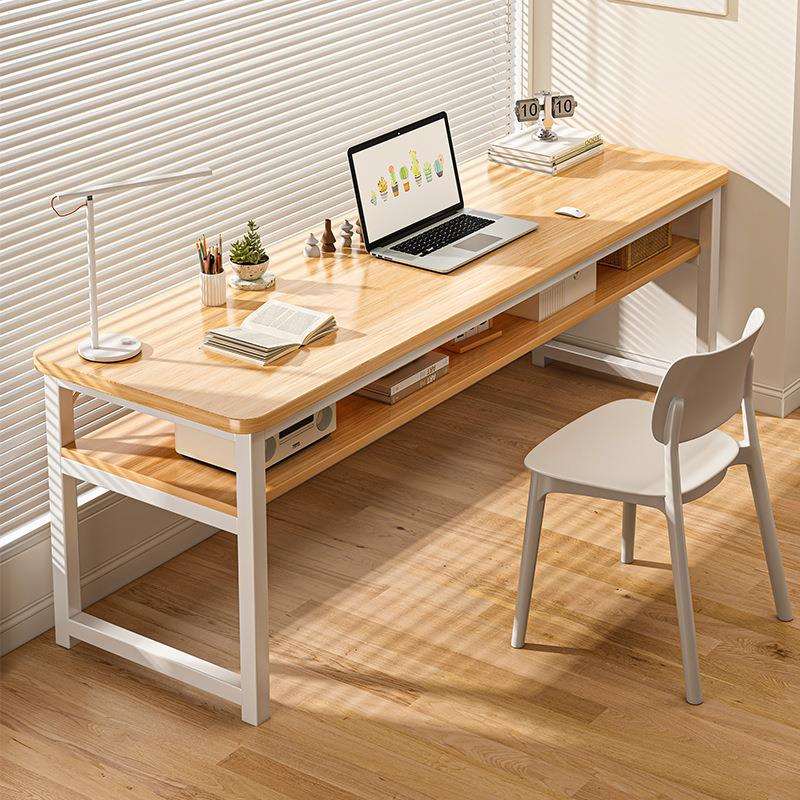 书桌家用女生卧室双层长条桌简易办公桌靠窗长桌子工作台窄电脑桌