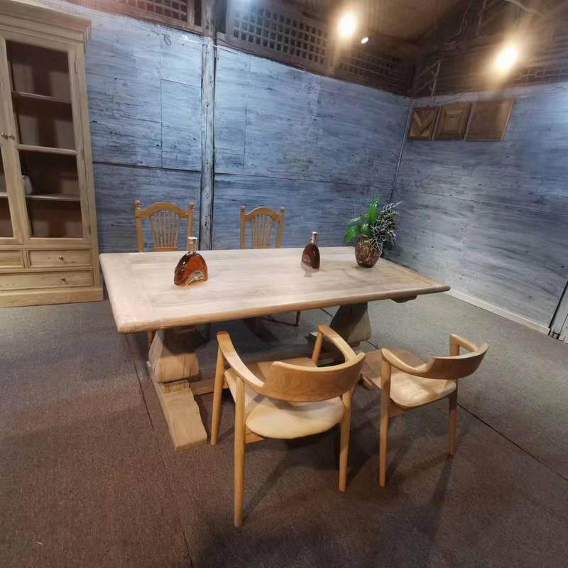外贸实木餐桌老门板办公桌艺术展台多场景应用民宿家具展示桌中岛