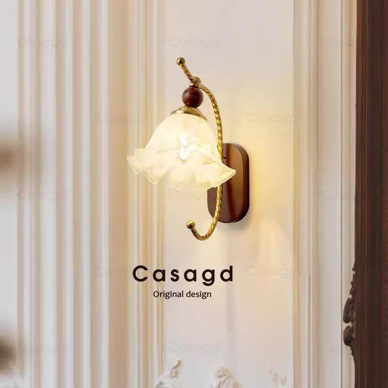 中古风客厅壁灯法式复古玻璃高级温馨卧室床头走廊过道灯具casag