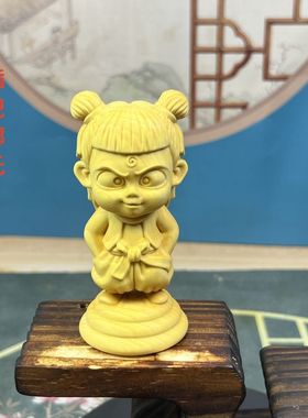 黄杨木雕哪吒魔童手把件摆件