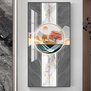新中式客厅装饰画入户玄关走廊过道壁画山水风景画挂画玄关点缀