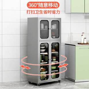 304不锈钢厨房碗柜多功能厨房储物柜置物厨柜农村家用锅具收纳J^