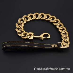 厂家直销32MM宽恶霸犬牵引绳钛钢不锈钢宠物狗链铸造粗款狗牵引链