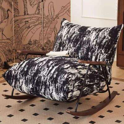 水墨画摇摇椅躺椅阳台休闲单人沙发家用客厅懒人沙发轻奢躺卧摇椅