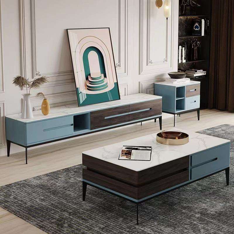 意式极简客厅简约现代家用办公岩板长方形茶几电视柜斗柜地柜组合