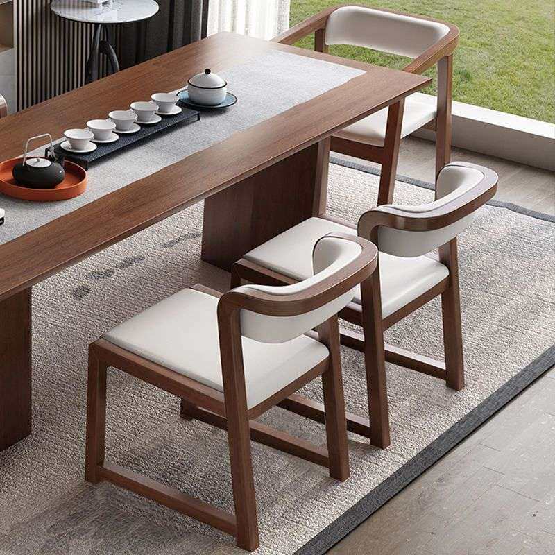 实木餐椅家用靠背椅胡桃色中式泡茶椅子轻奢扶手椅简约现代茶室凳