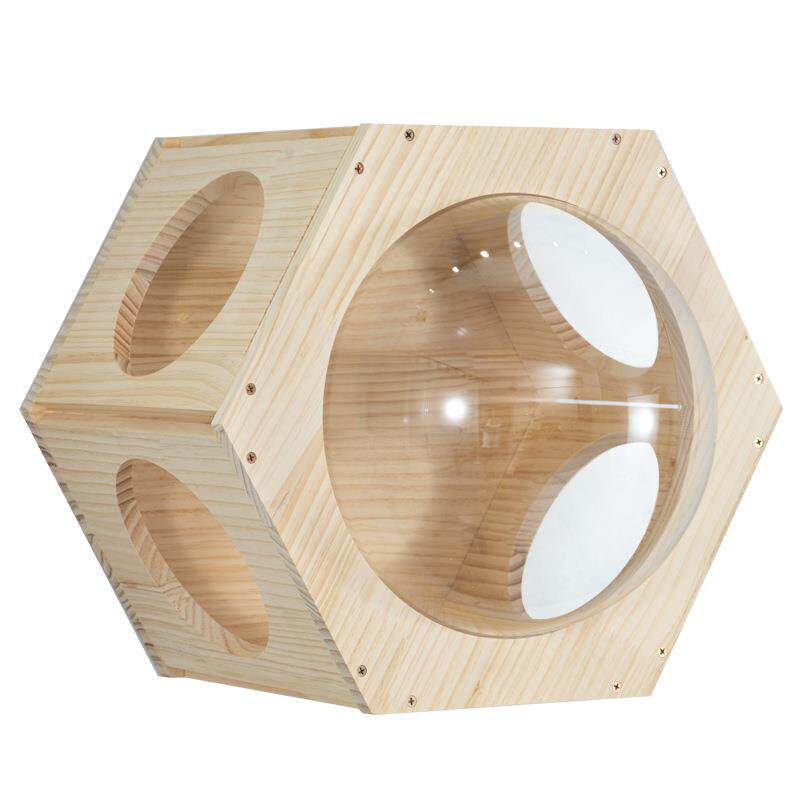 厂家实木墙面猫爬架六角仓蜂巢太空舱设计排版透明罩壁挂式