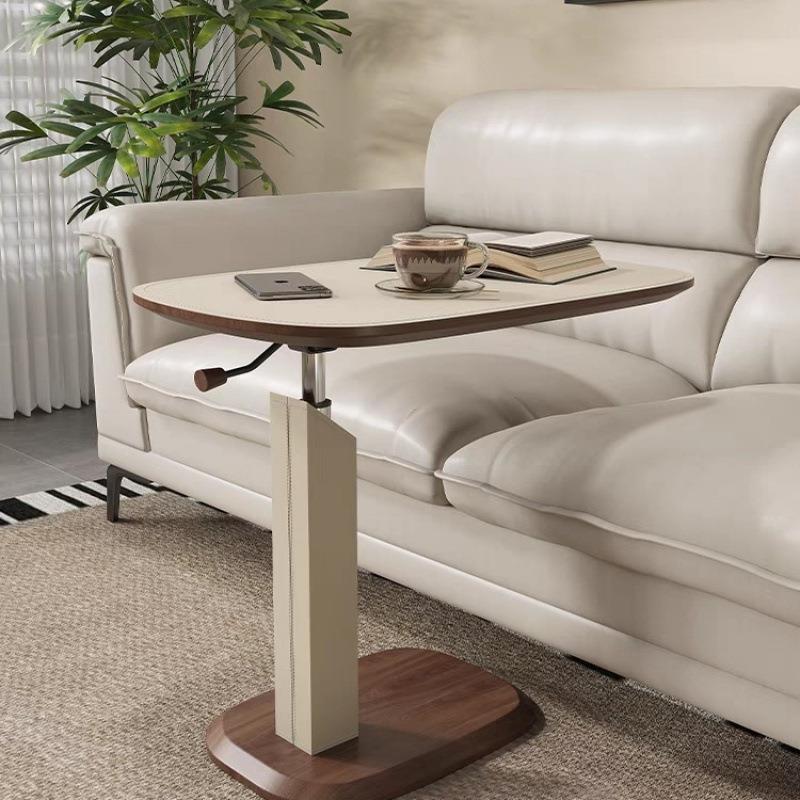 2024款沙发升降边几北欧风复古可移动客厅卧室胡桃色茶几床边桌子