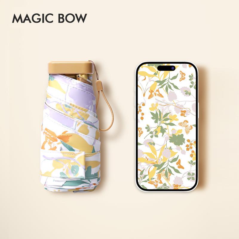 14CM六折扁迷你口袋太阳伞防晒雨伞女晴雨两用遮阳伞小巧便携