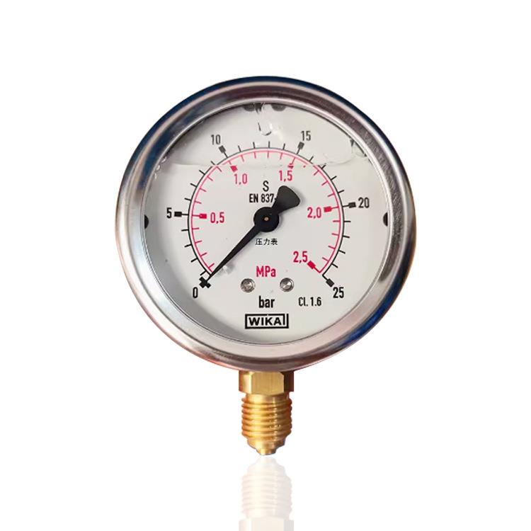 WIKA威卡不锈钢压力表耐震充油立装径向YBN63 2.5MPa 25bar G1/4
