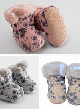 婴儿棉鞋冬季0-1岁宝宝学步软底保暖加绒加厚6N-12个月初生3不掉