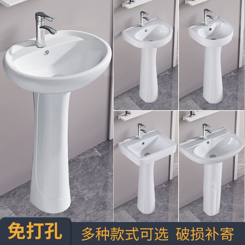 立柱式洗手盆小户型卫生间立柱盆一体陶I瓷迷你落地洗脸盆阳台洗