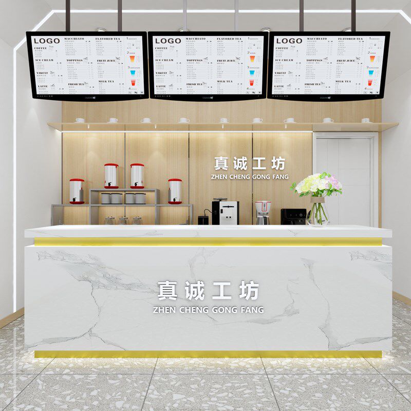 奶茶店实木甜品咖啡店柜台球厅L转角定制吧台收R银台店铺小型柜台