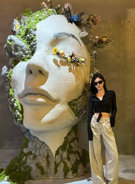 网红人脸雕塑咖啡奶m茶酒吧KTV商场烧烤店门头背景墙壁饰落地摆件