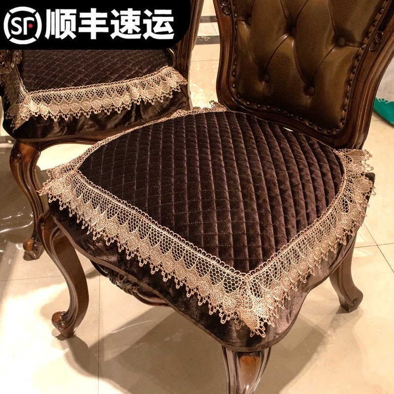 欧式餐椅垫高档奢华绒面家用四季防滑美式椅凳子坐垫套罩加厚定制