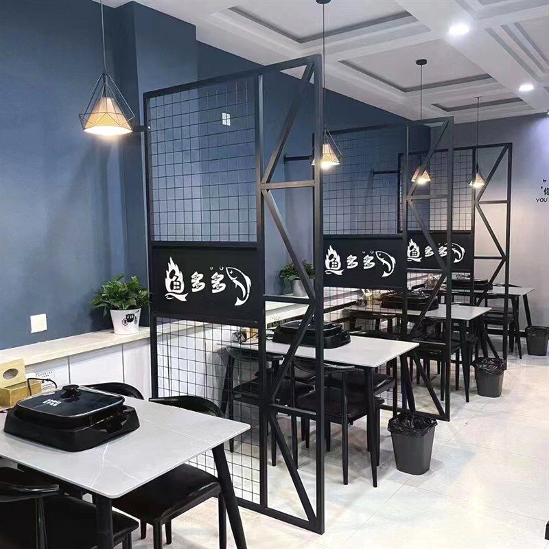 铁艺屏风办公室客厅餐厅卡座展示架镂空玄关工业风铁网装饰隔断墙