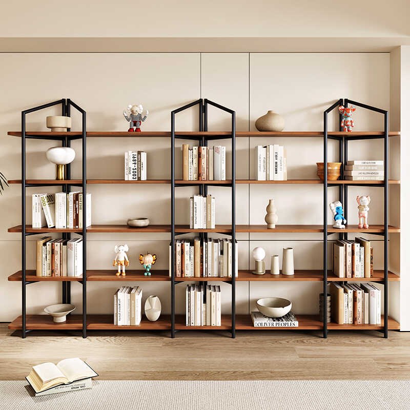 现代简约实木落地书架客厅办公置物隔断储物架家用物品收纳展示架