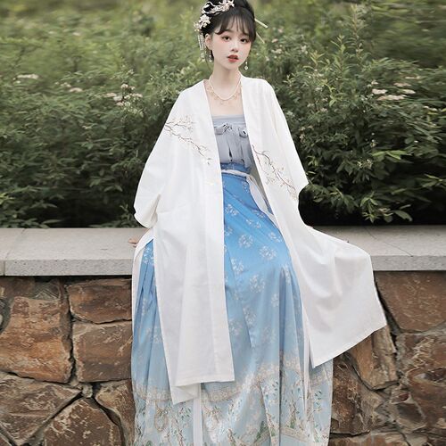 遇锦记【蕙兰】宋制绣花褙子百迭裙四件Y套日常春夏