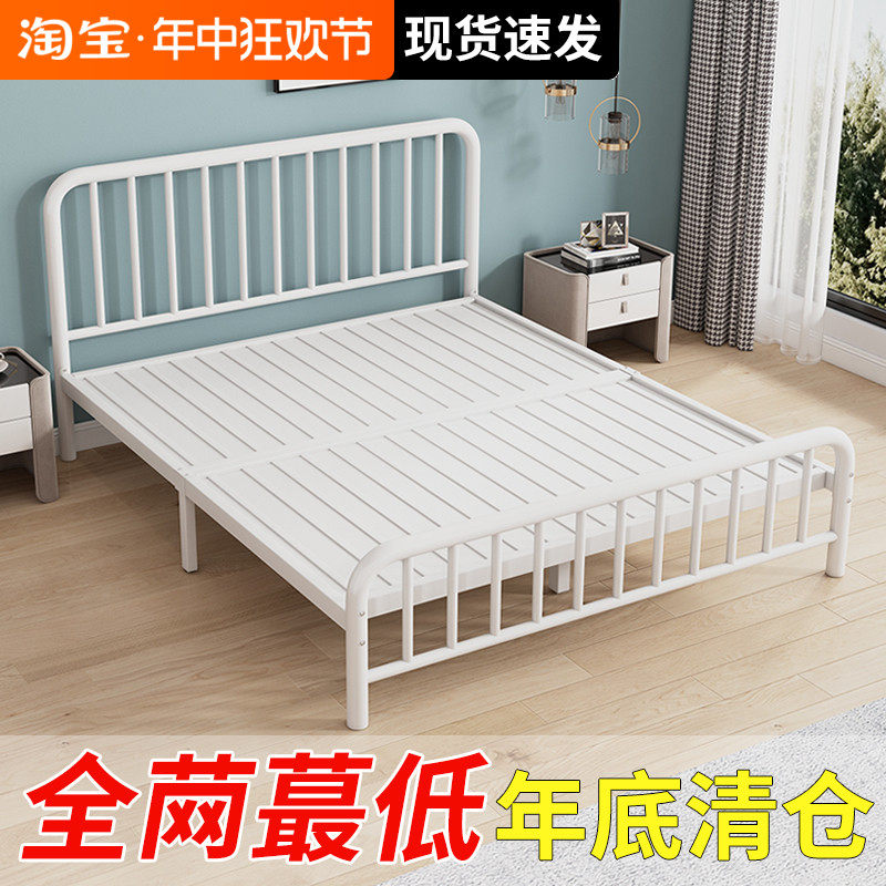 欧式铁艺床加粗加厚双人家用y简约现代单人出租房一米五铁架床儿