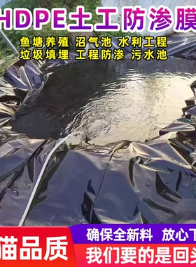 鱼塘防渗膜防水布土工膜鱼塘护坡藕池蓄水L池养殖加厚黑色塑料地