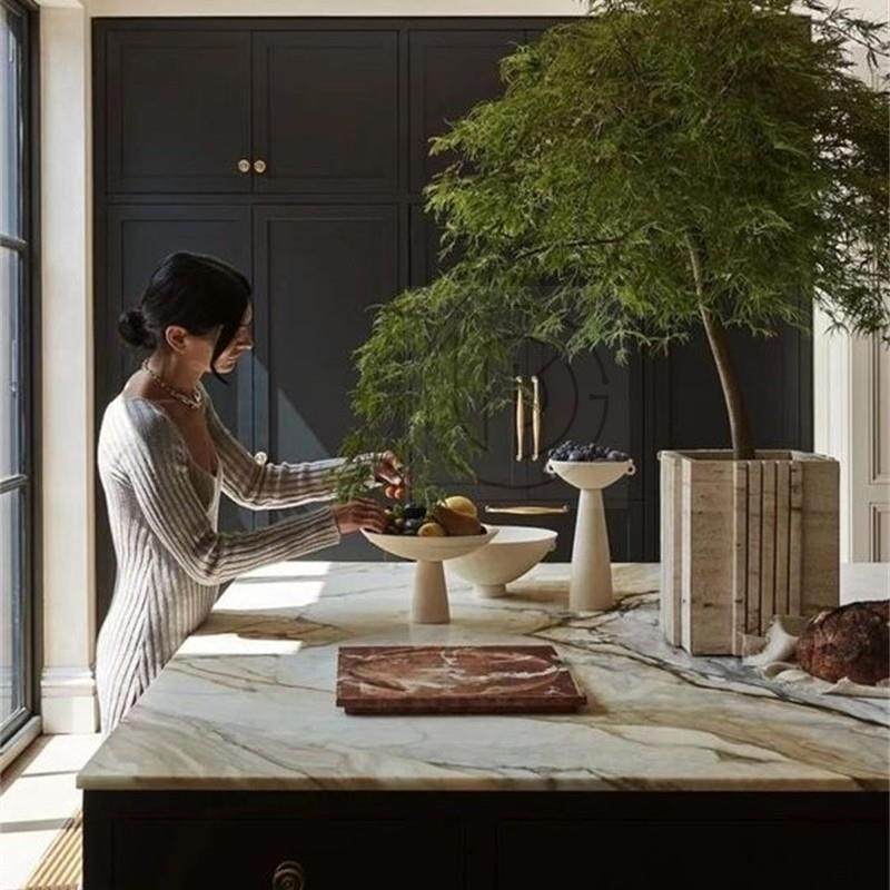 轻奢黄洞石装饰摆件坚果盘瓜餐厅果盘客厅餐桌样板房摆件收纳置物