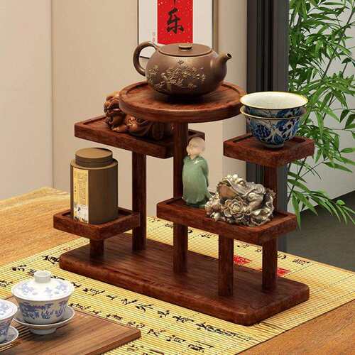 复古台式博古架茶具架子桌面置物架茶室氛围布置茶壶小摆件展示架
