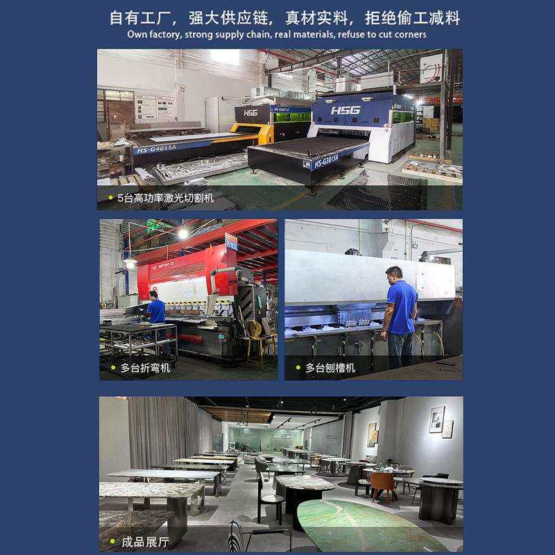 意式奢石大理石圆形餐桌椅组合餐厅家具火锅带转盘圆桌多人圆桌