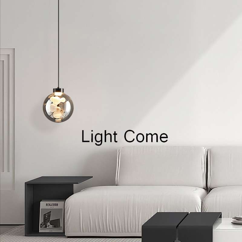 北欧全铜卧室床头单头吊灯创意个性轻奢餐厅简约黑色吧台极简灯饰