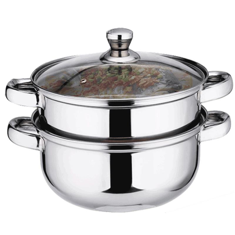 电磁炉可用双层不锈钢汤蒸锅炉具通用家用蒸锅蒸格上蒸下煮火过带